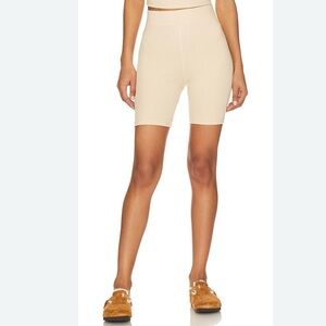 NWT Eberjey Pima Cotton Rib Bike Shorts Small Beige High Rise Lounge